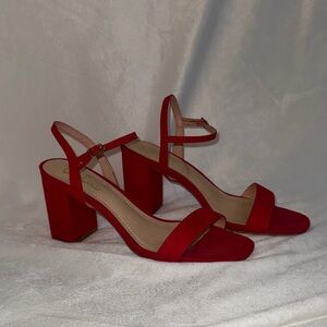 Lulus Chic Red Block Heel Sandals